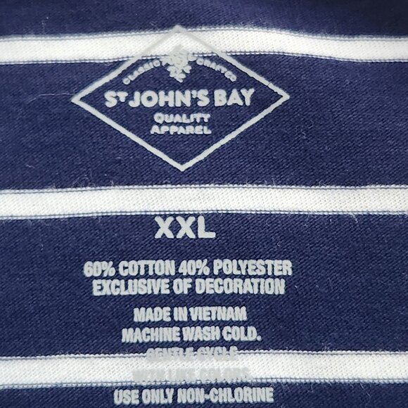 [XXL] St John's Bay Navy and White Striped Long-Sleeved Women's Shirt Size XXL - Picture 7 of 8